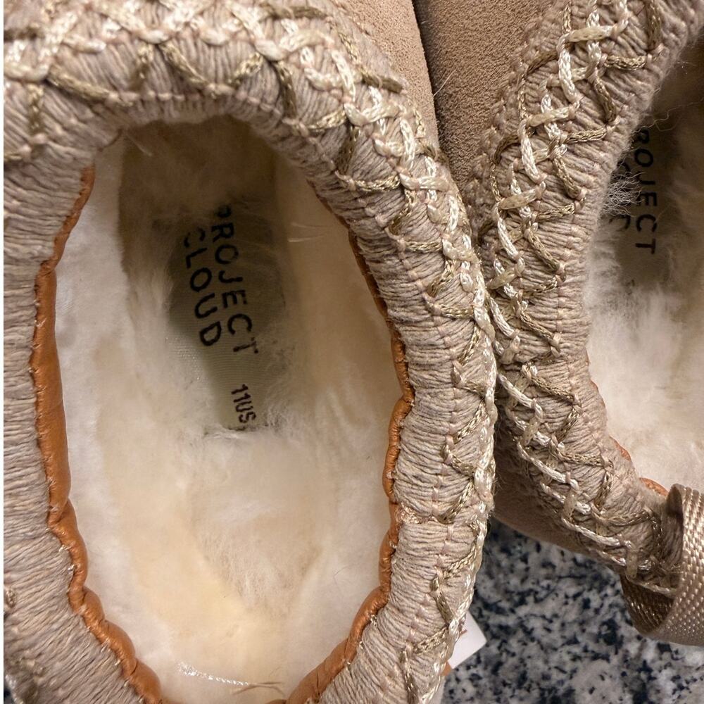 Cozy Kids Project Cloud Beige Suede Fur-Lined Slippers - Size 11 - Picture 5 of 5